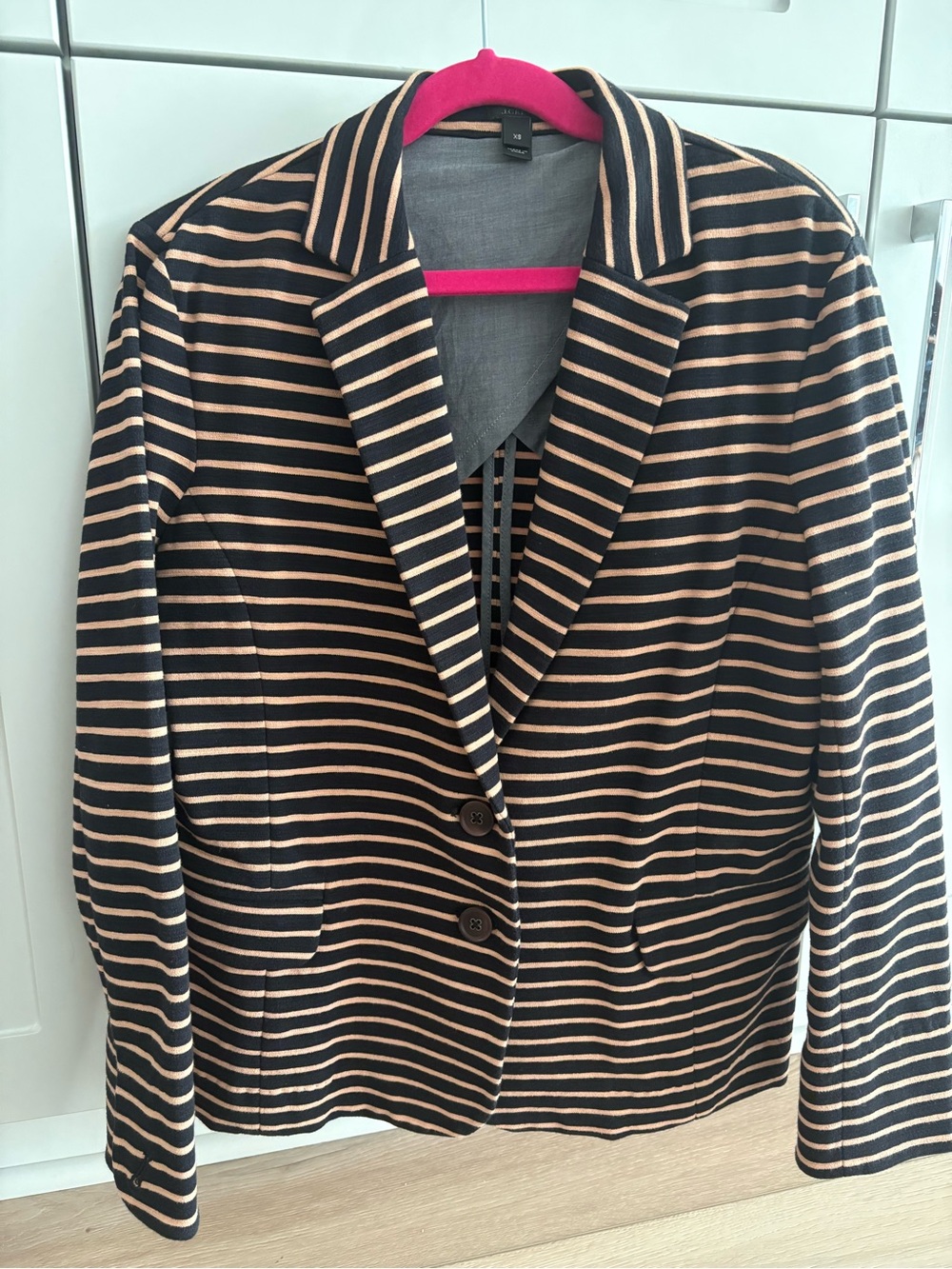 J. Crew Black and Cream Striped Blazer